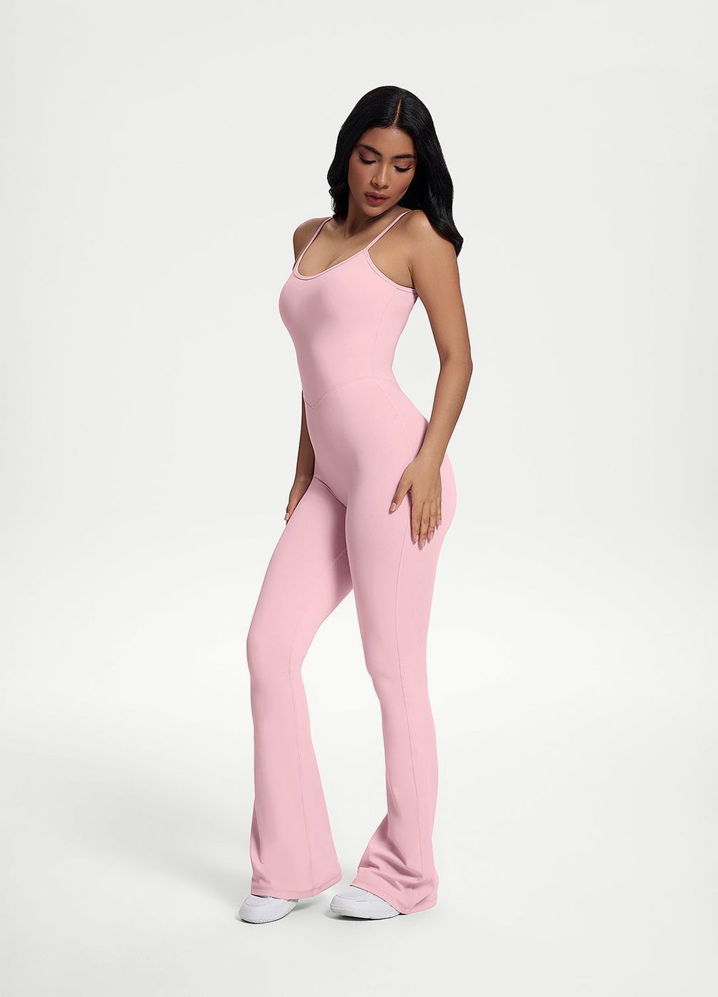 Flared Scrunch Jumpsuit in Ballet Pink, second view