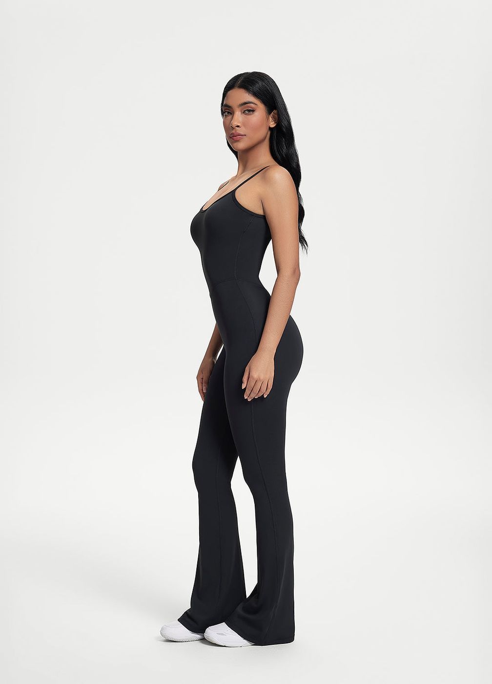 Flared Scrunch Jumpsuit in Black, second view