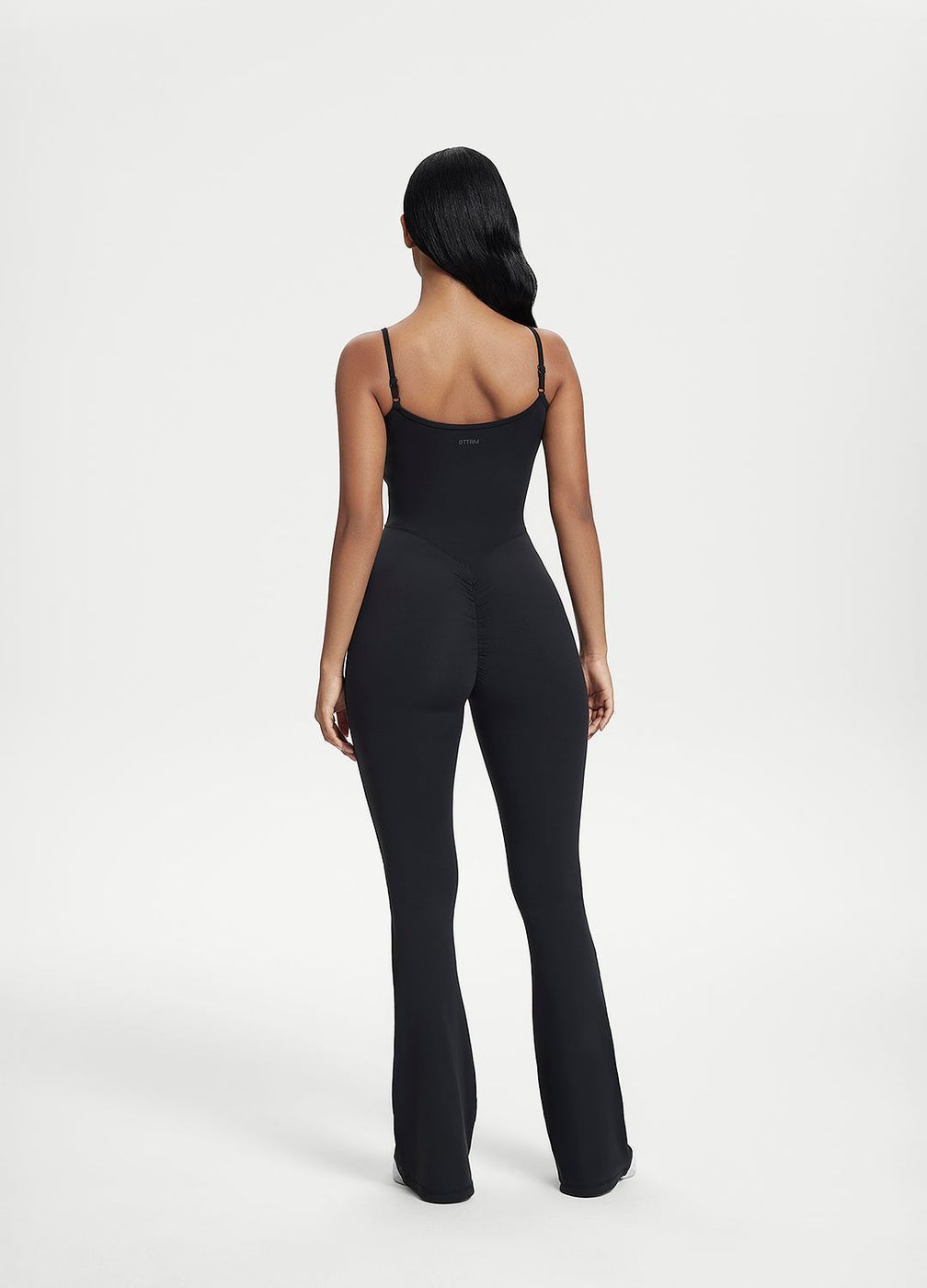 Flared Scrunch Jumpsuit in Black, detail