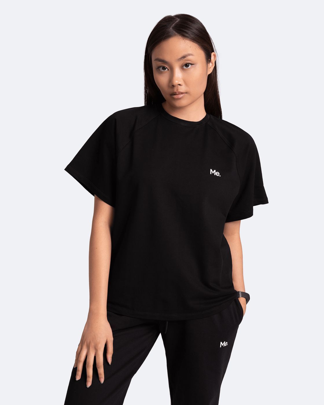Free Flow T-shirt in Black, front view