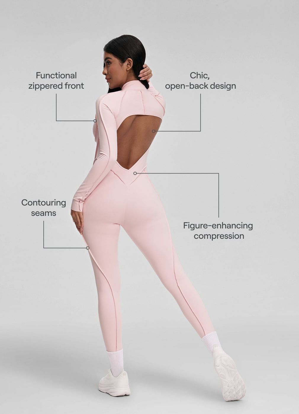 Full-length Catsuit in Ballet Pink, second view