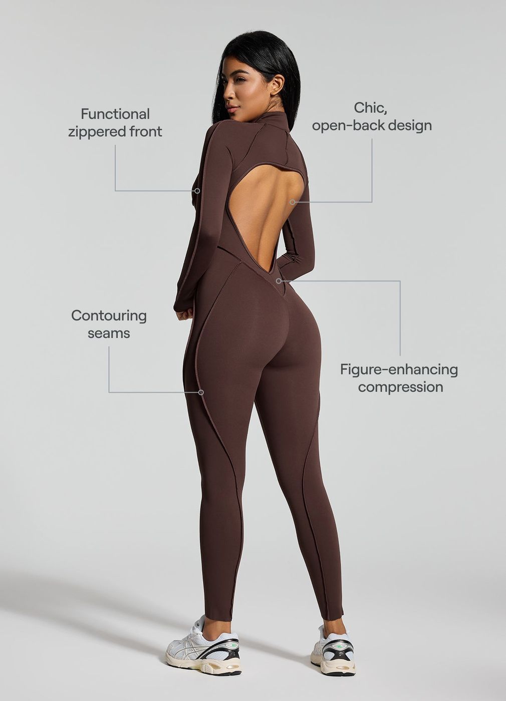 Full-length Catsuit in Chocolate, second view
