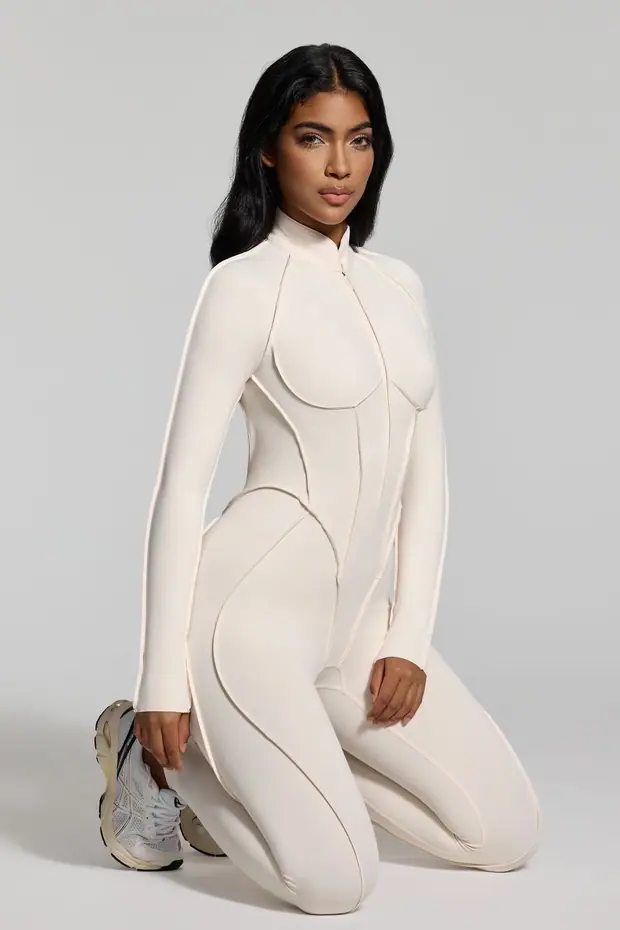 Full-length Catsuit in Ivory, front view