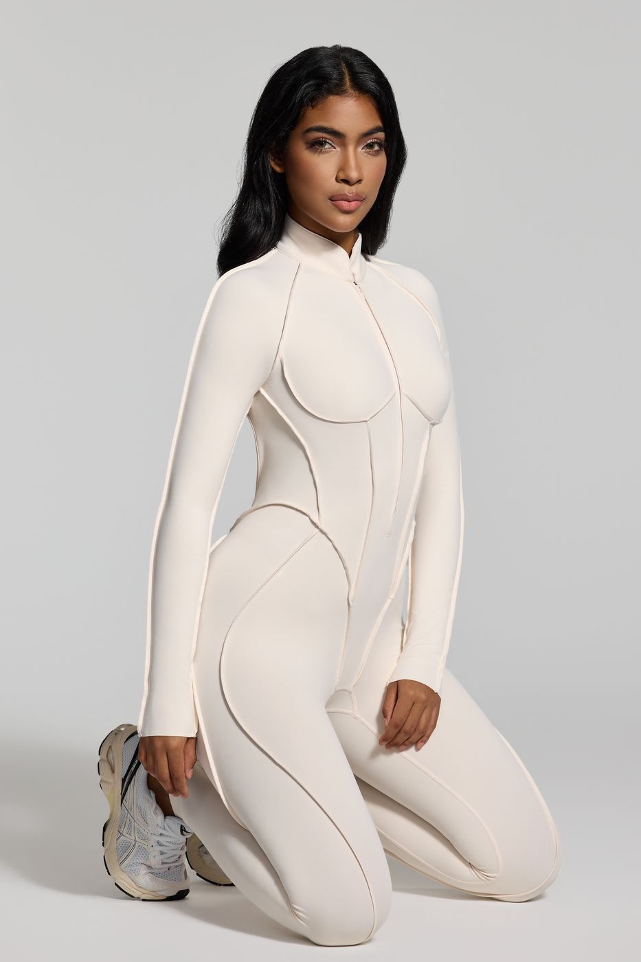 Full-length Catsuit in Ivory, front view
