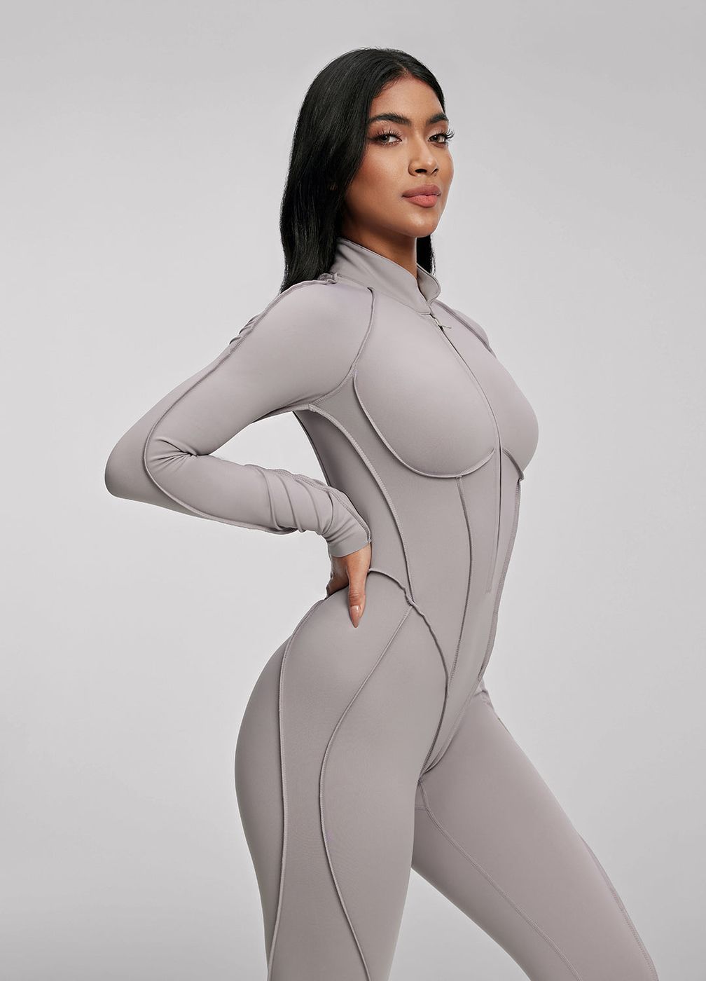 Full-length Catsuit in Cool Gray, front view