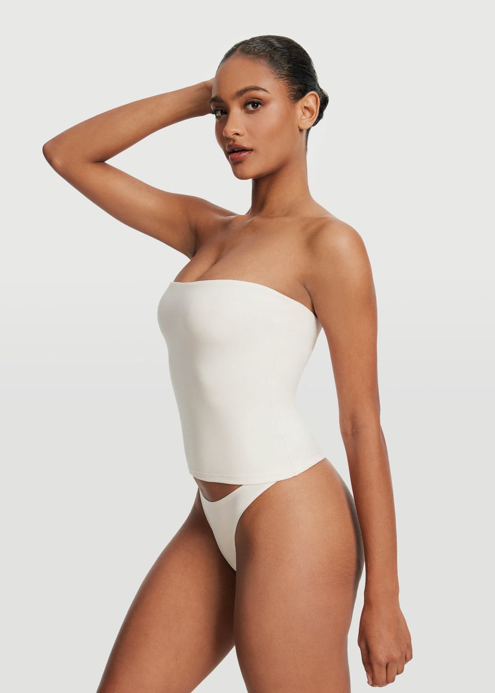 Full-length Tube Top in White, detail