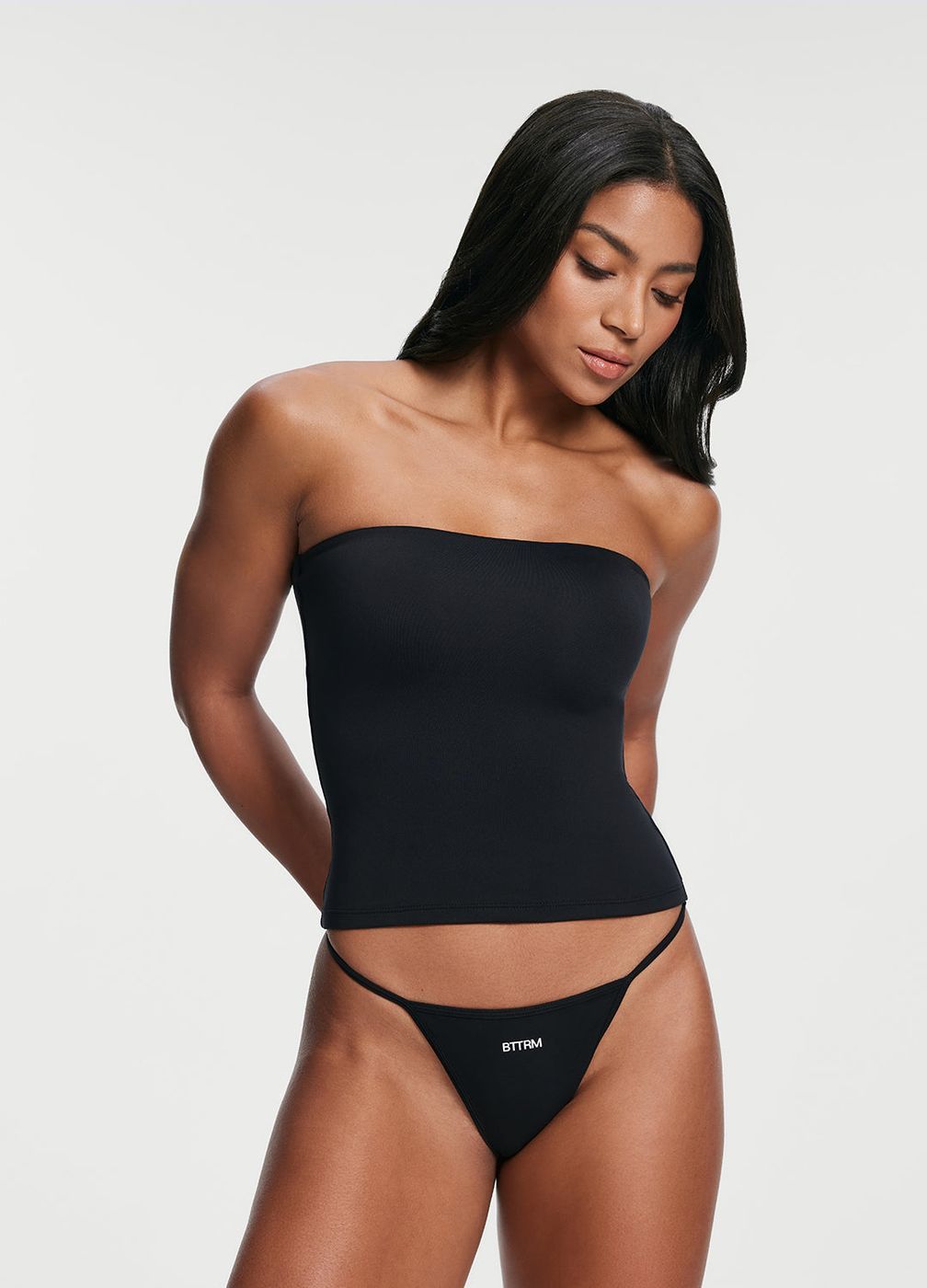 Full-length Tube Top in Black, detail