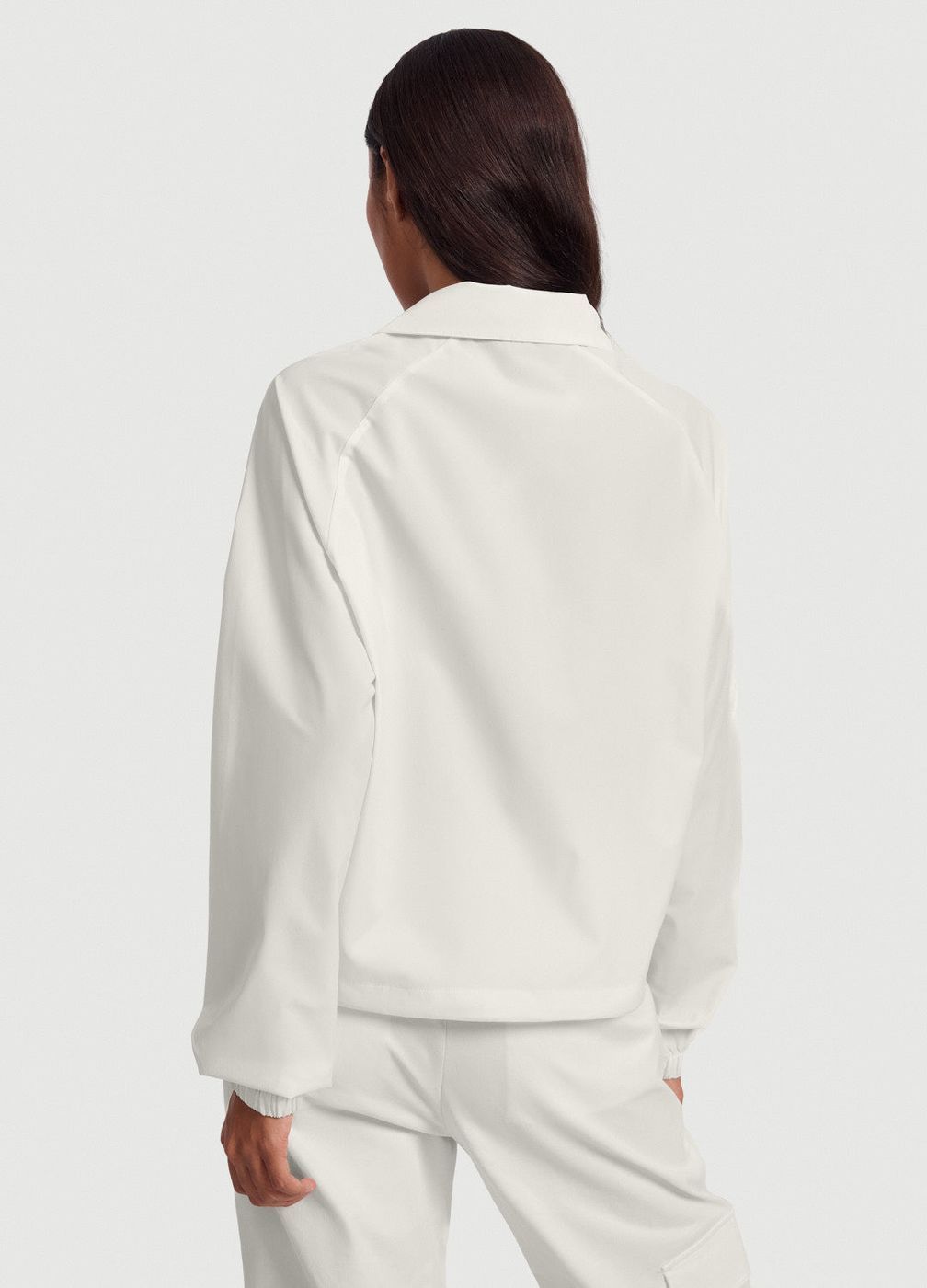 Funnel-neck Jacket in White, detail