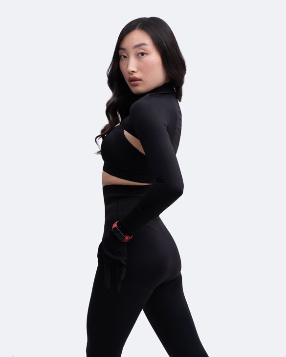 Glove Sleeve Crop Top in Black, second view