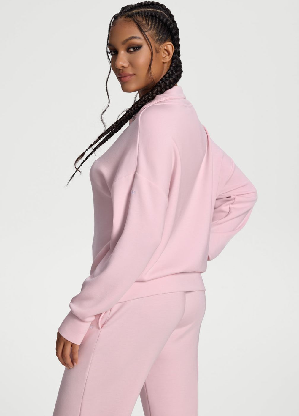 Half-zip Long Sleeve Sweatshirt in Ballet Pink, second view