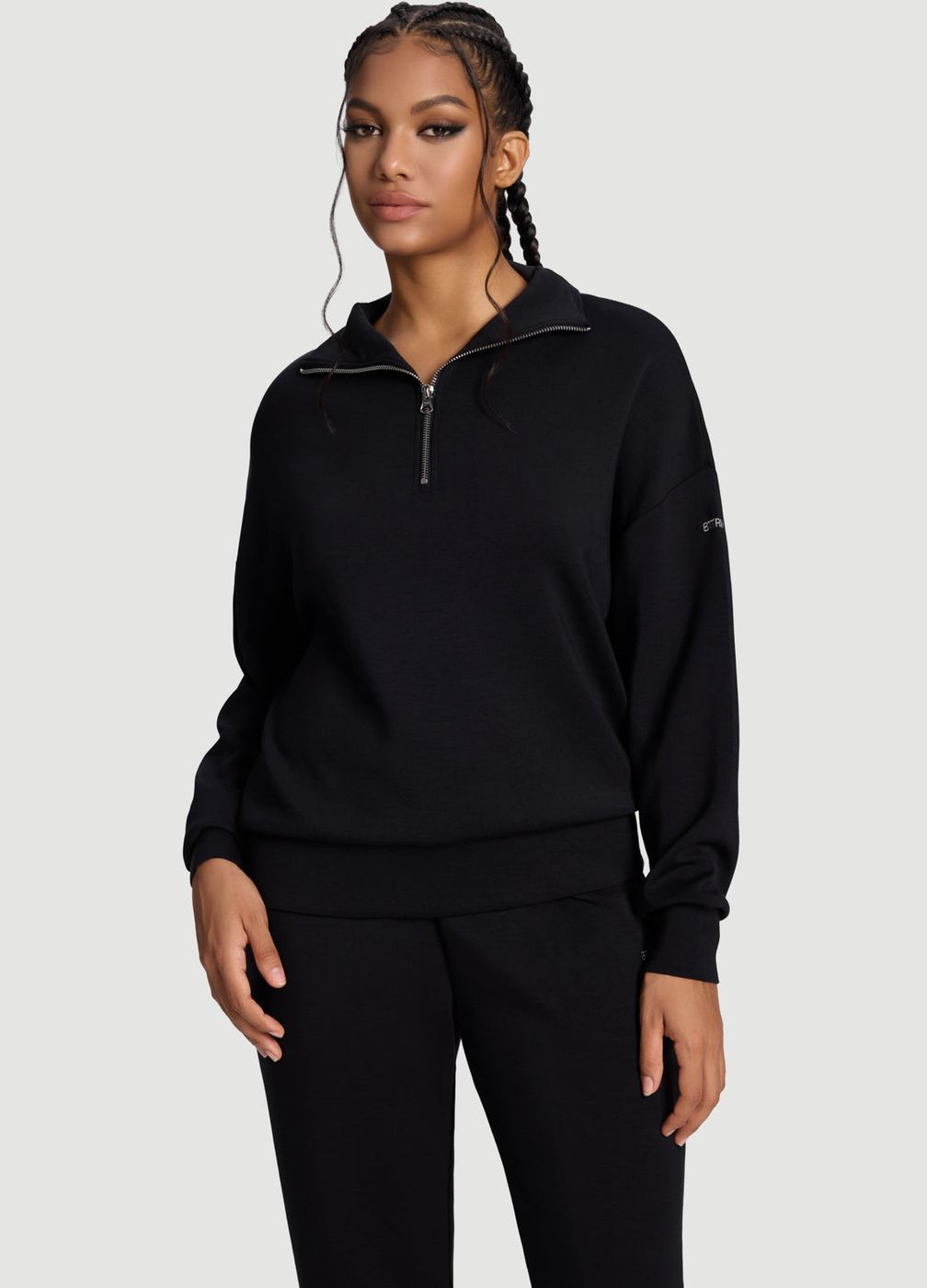 Half-zip Long Sleeve Sweatshirt in Black, second view