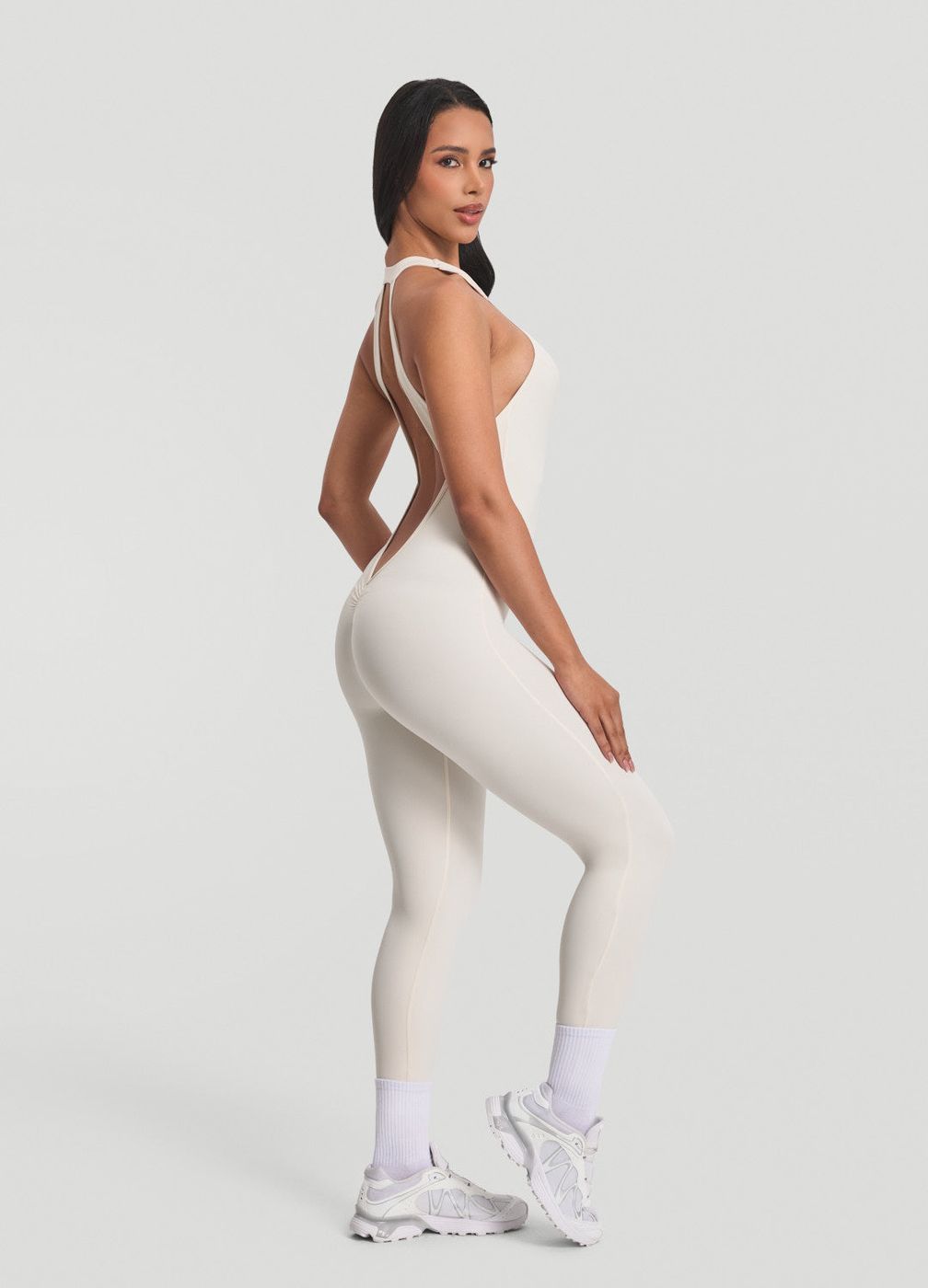 Halter Jumpsuit in Ivory, detail