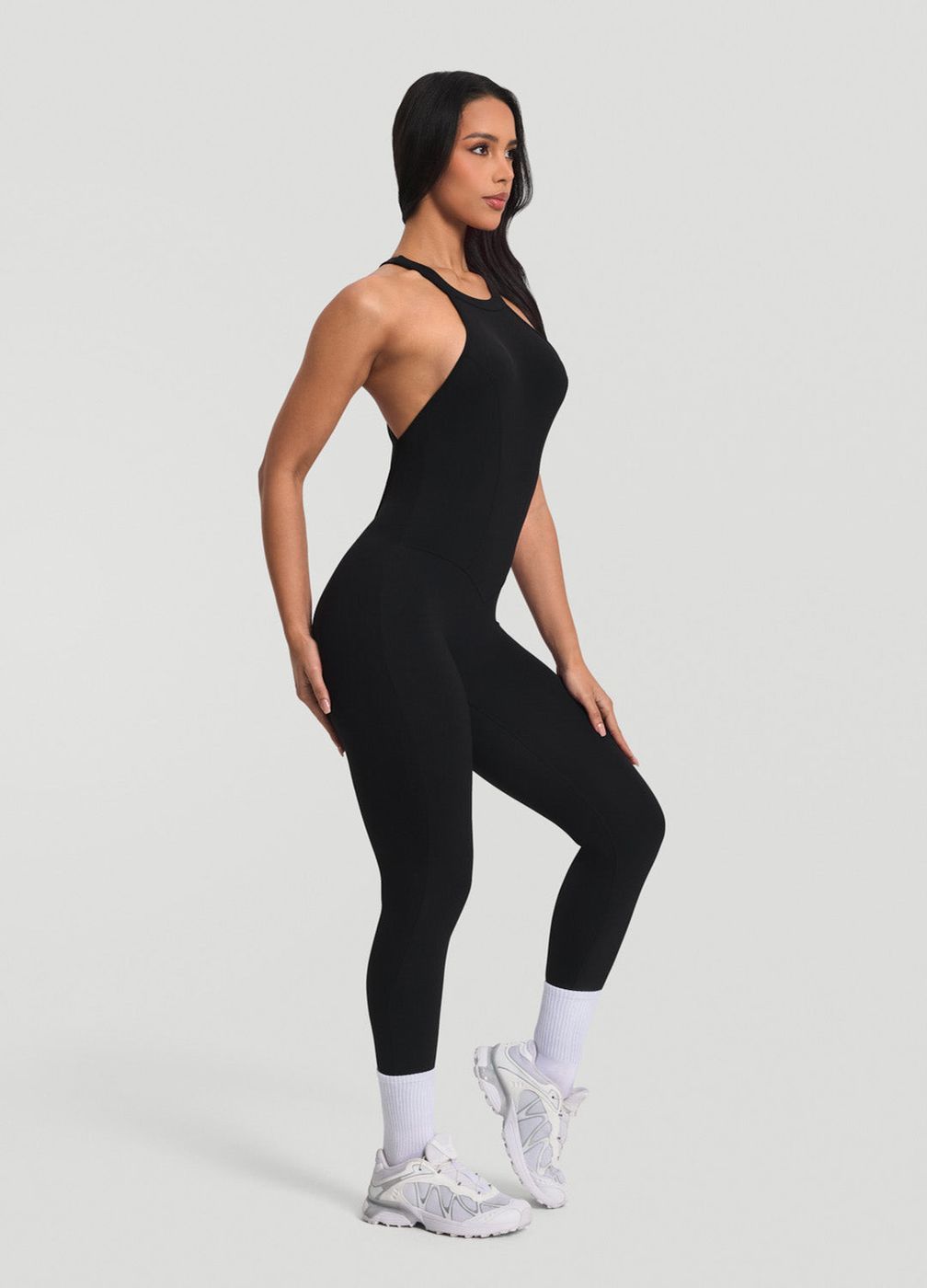 Halter Jumpsuit in Black, second view