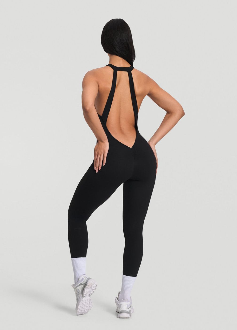 Halter Jumpsuit in Black, detail