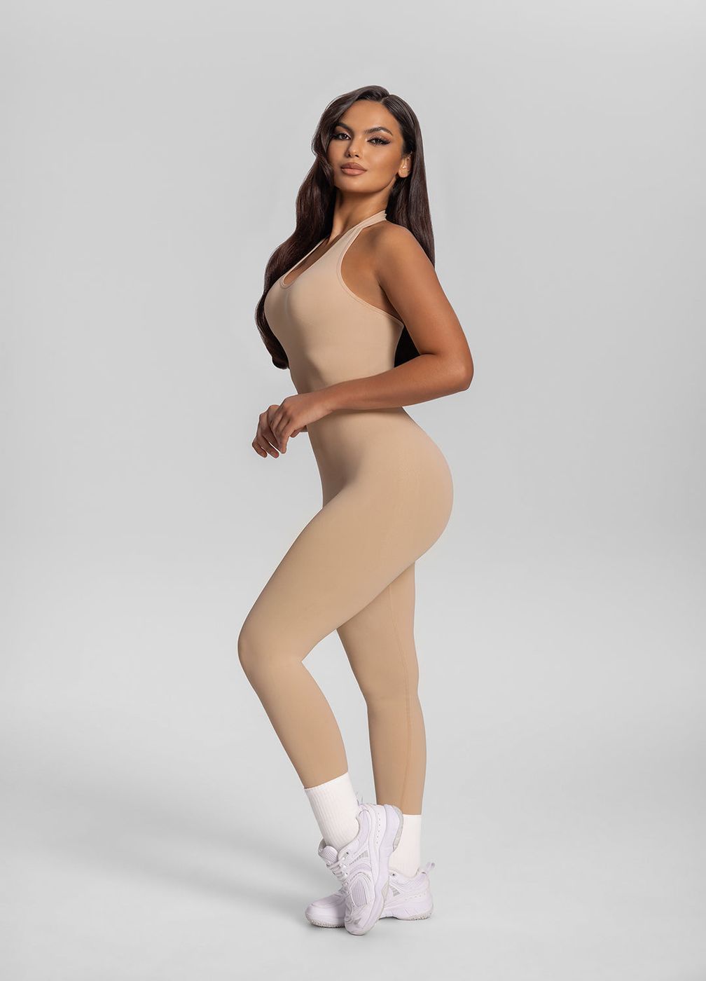 Halter Jumpsuit in Sand, second view