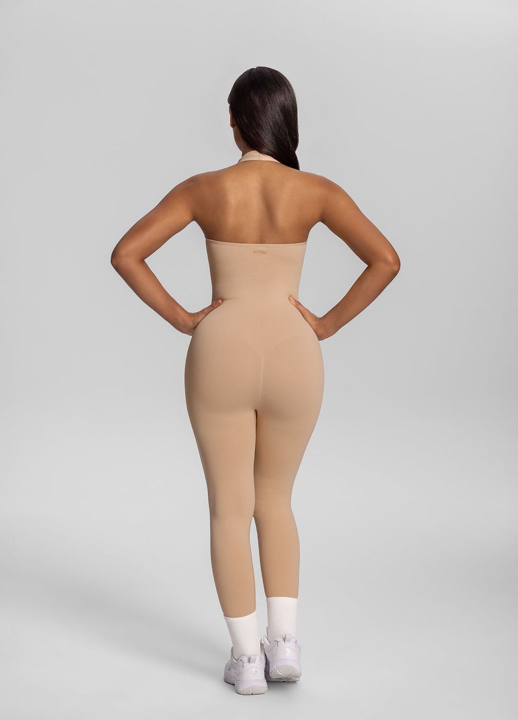 Halter Jumpsuit in Sand, detail
