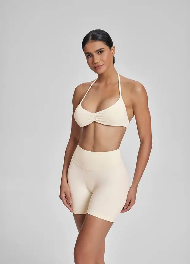 Halterneck Backless Strappy Functional in Ivory, front view