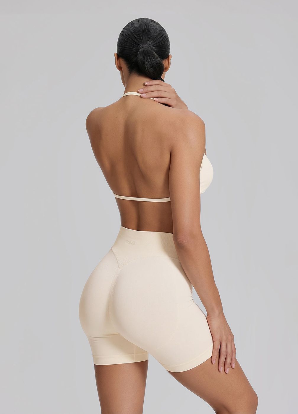 Halterneck Backless Strappy Functional in Ivory, detail