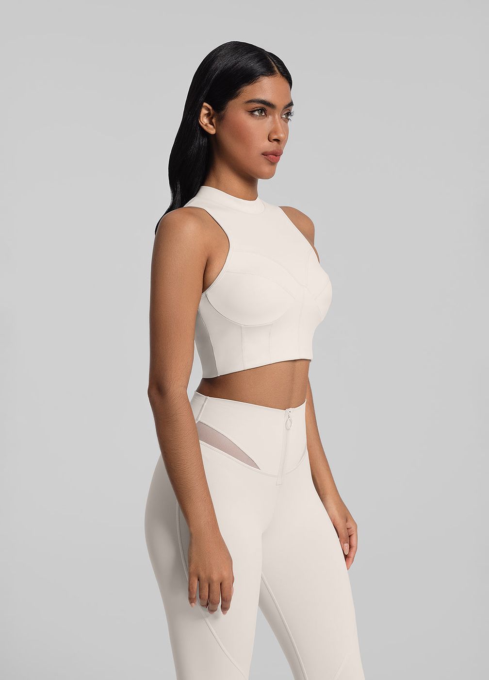 High-neck Crop Top in Ivory, second view