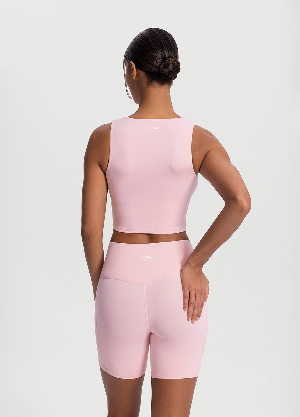 High Neck Cropped Tank Top in Ballet Pink, detail