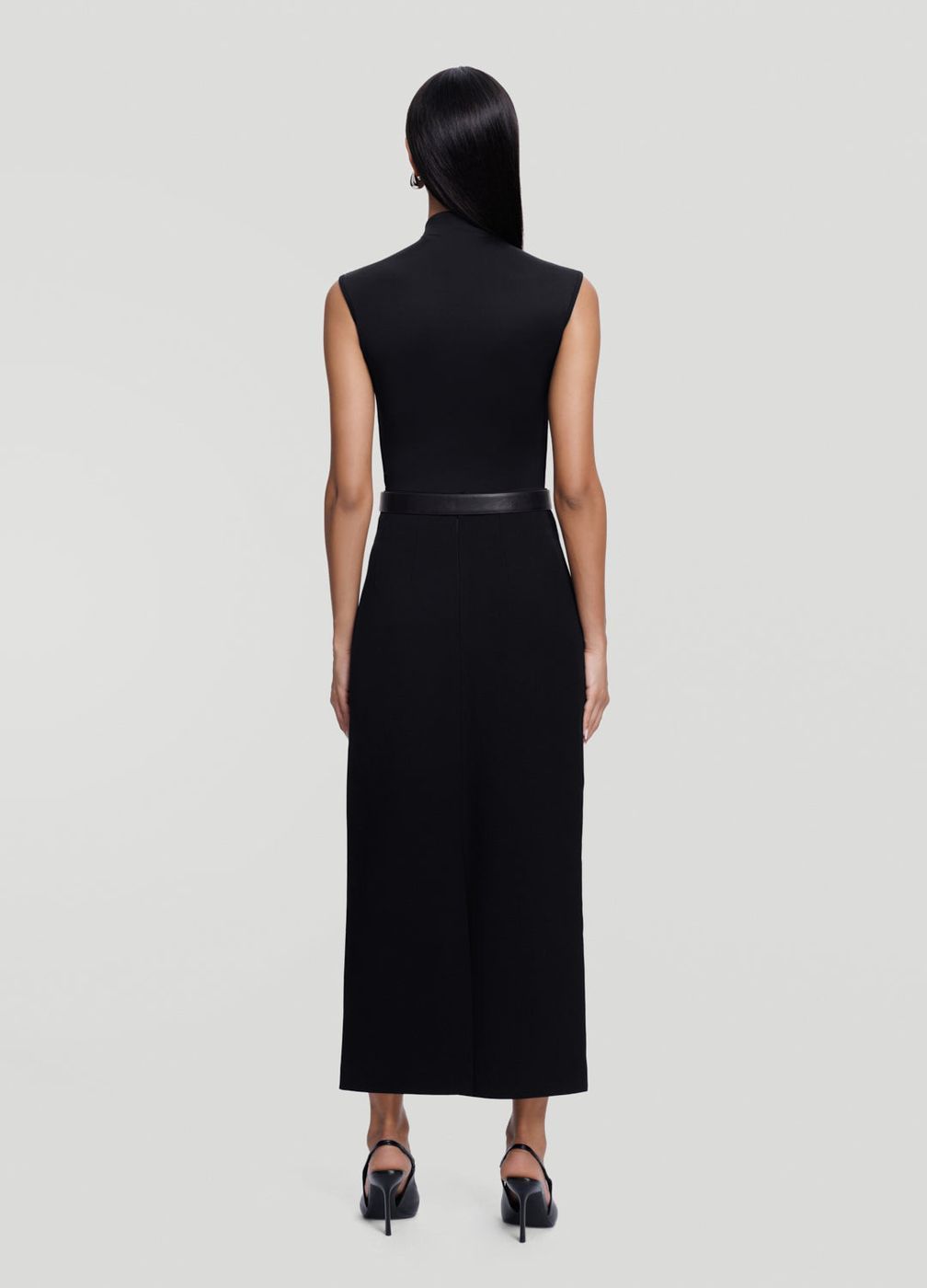 High-waist Pencil Midi Skirt in Black, detail
