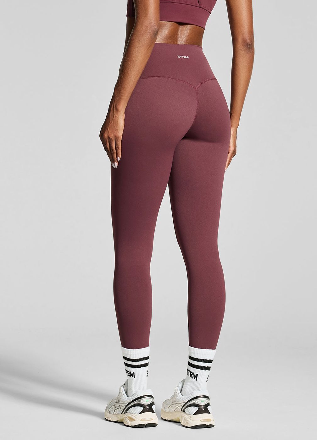 High-waisted ⅞ Leggings in Burgundy, detail