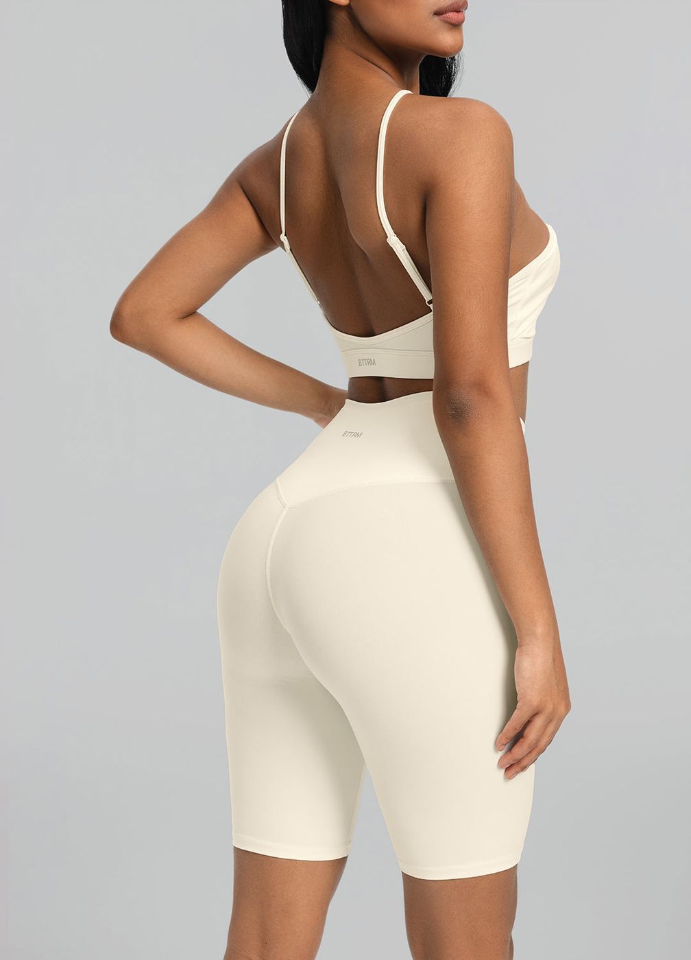 High-waisted Bike Shorts in Creamy Vanilla, front view