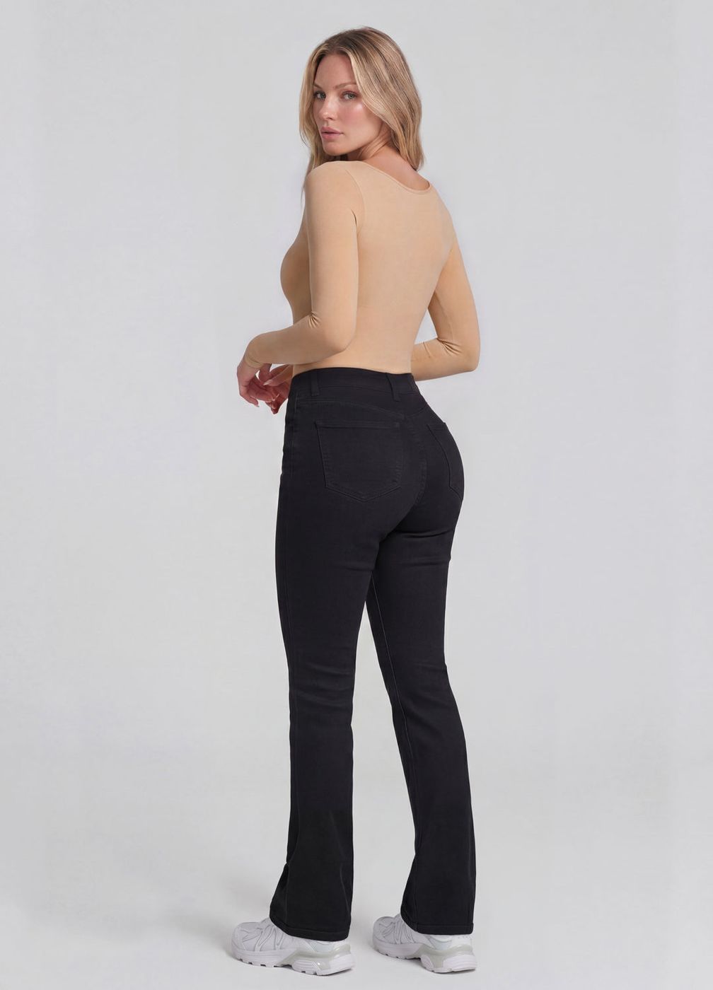 High Waisted Flare Jeans in Black, second view