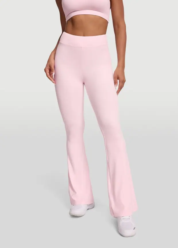 High-waisted Flared Leggings in Ballet Pink, front view