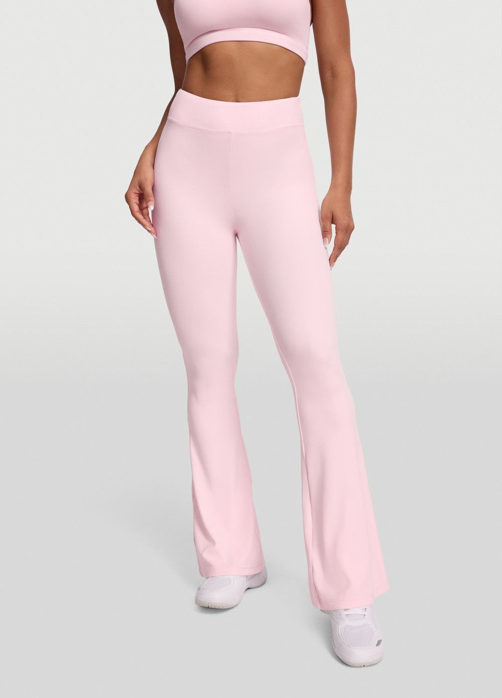 High-waisted Flared Leggings in Ballet Pink, front view