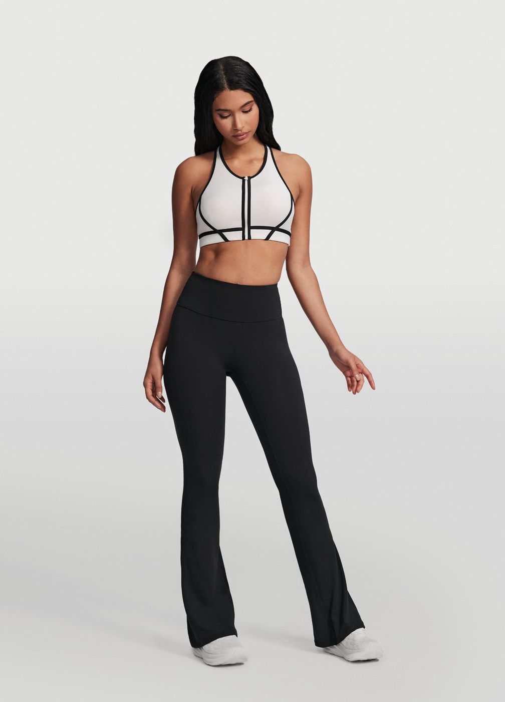 High-waisted Foxy Flare Leggings in Black, front view