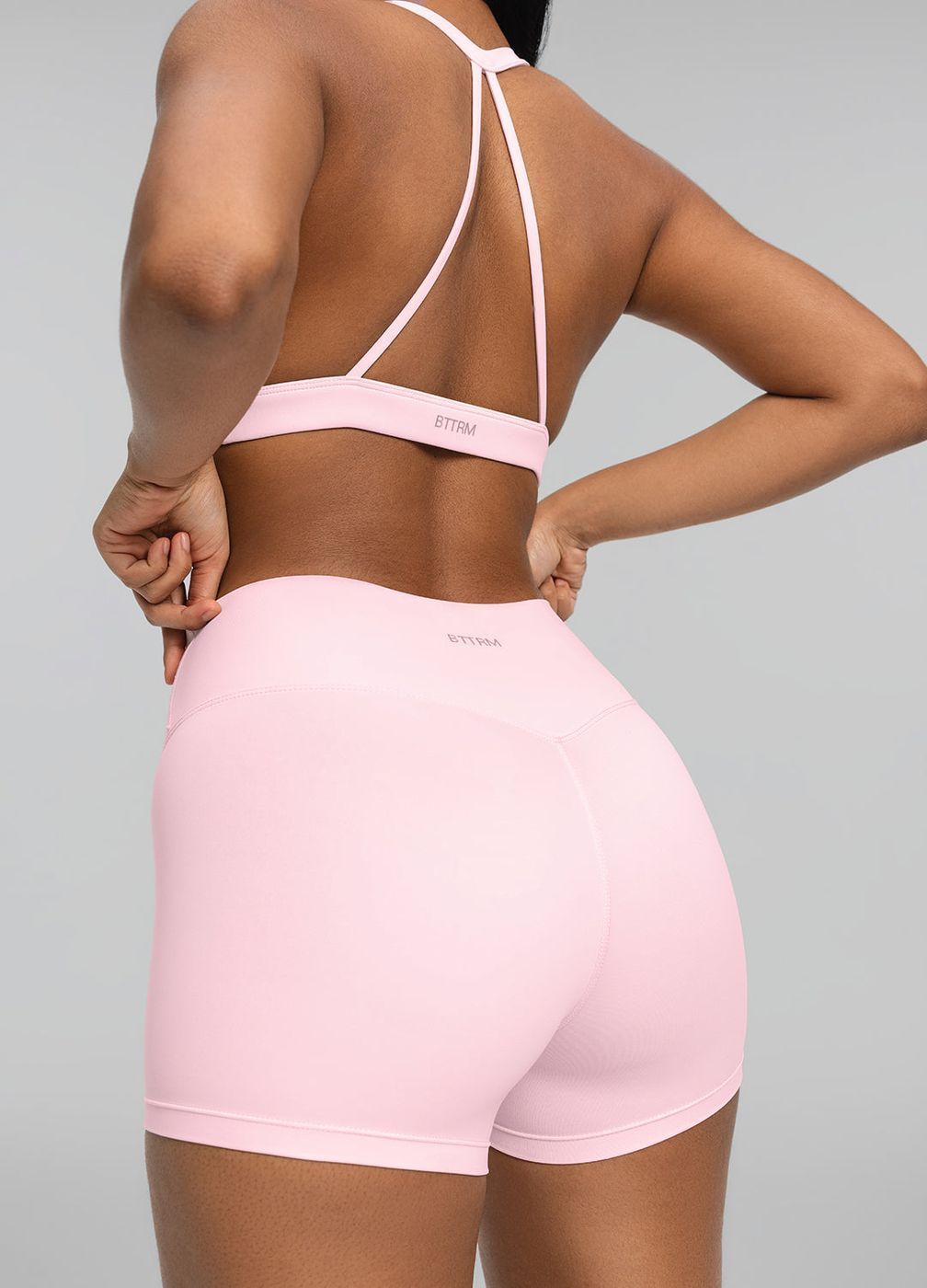 High-waisted Micro Shorts in Ballet Pink, front view