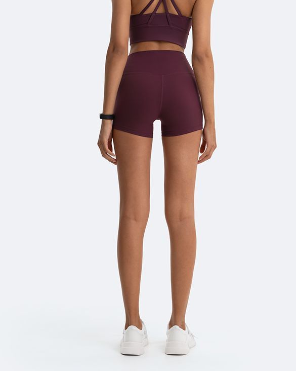 High-waisted Micro Shorts in Burgundy, second view