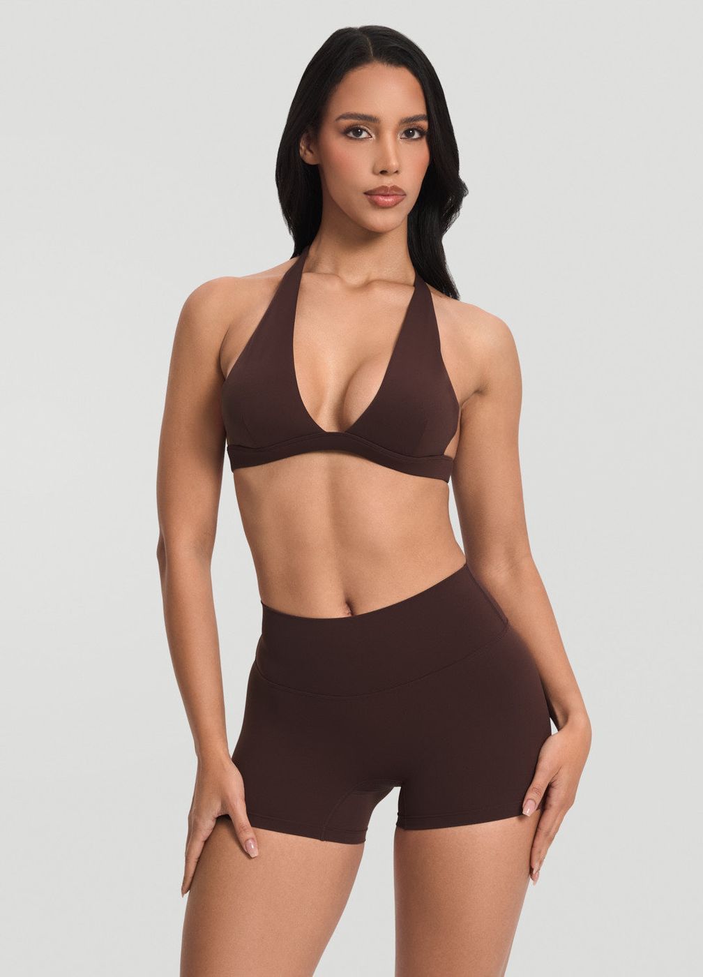 High-waisted Micro Shorts in Chocolate, second view