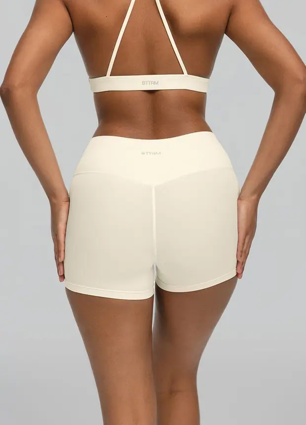 High-waisted Micro Shorts in Creamy Vanilla, front view