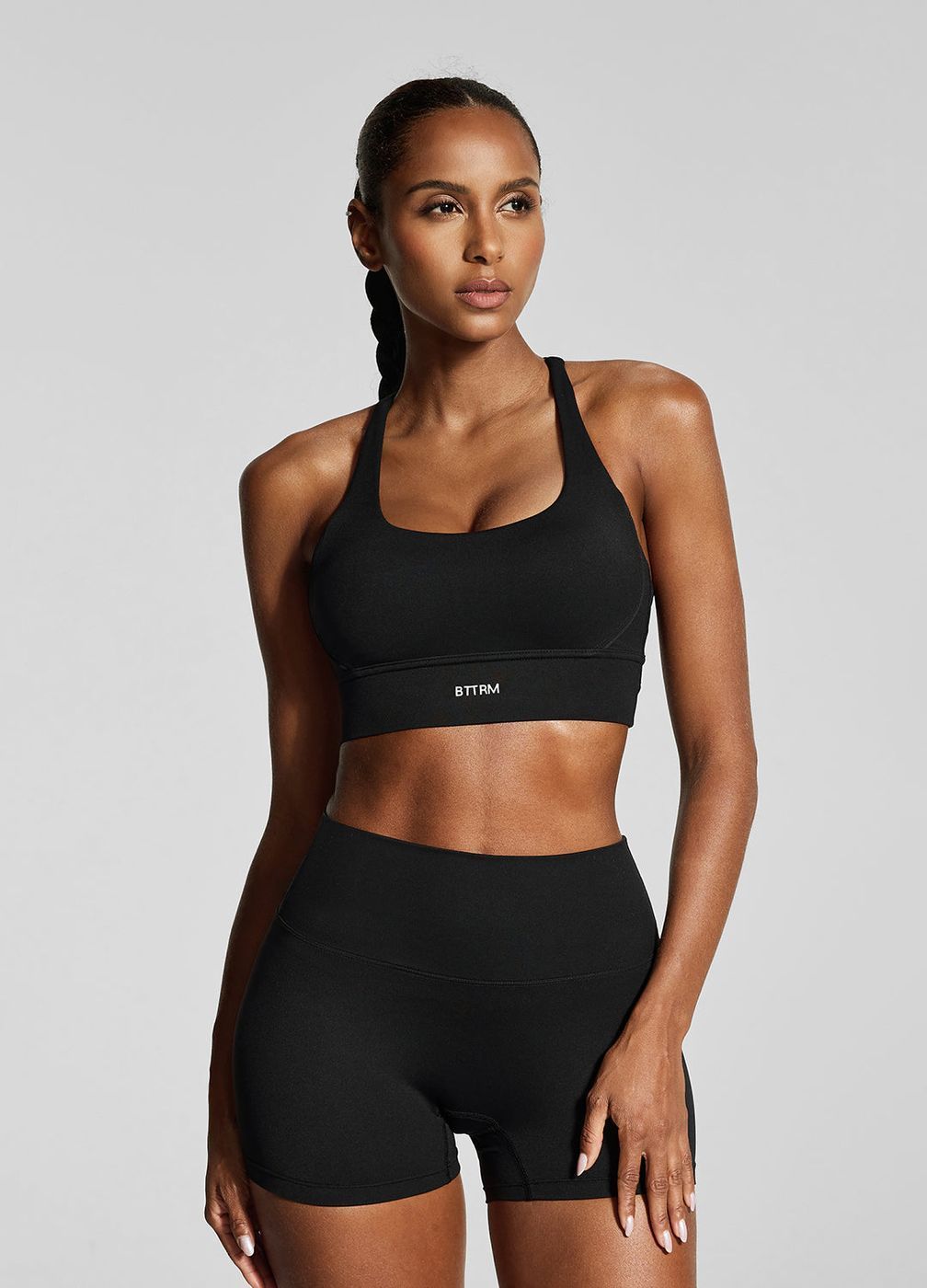 High-waisted Micro Shorts in Black, second view