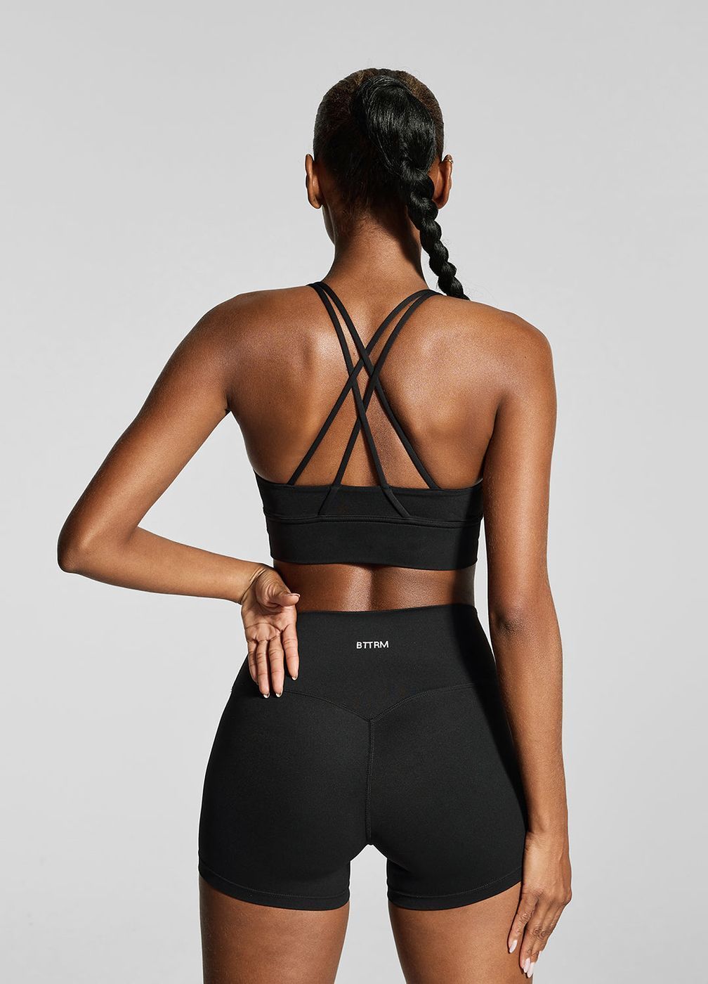 High-waisted Micro Shorts in Black, detail