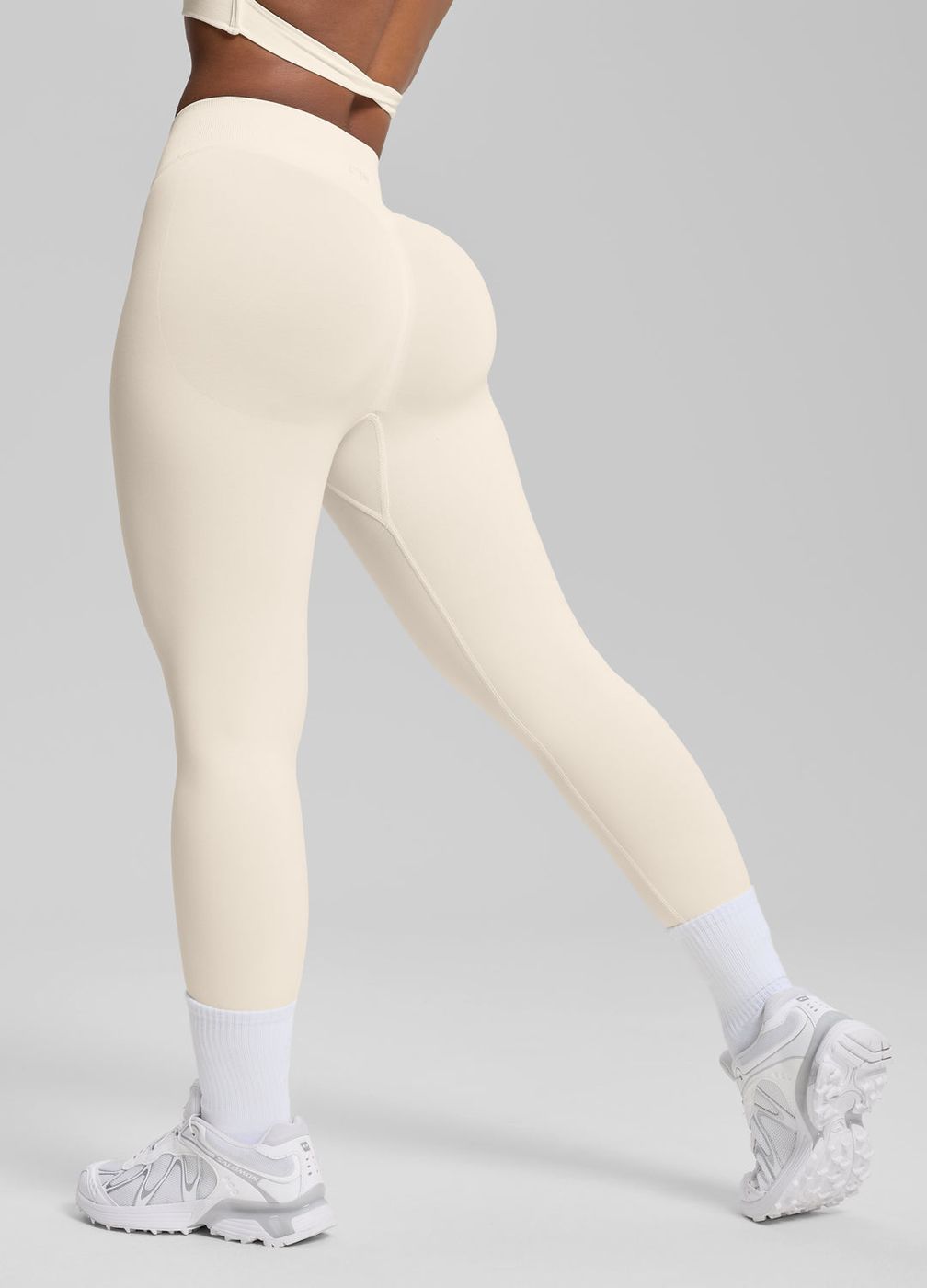 High Waisted Shaping Training Leggings in Ivory, front view