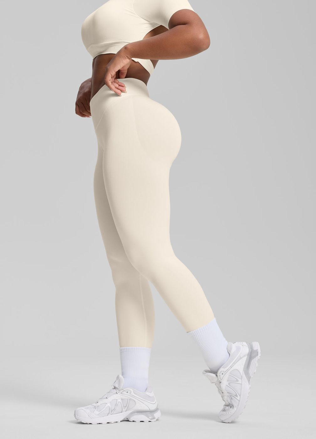 High Waisted Shaping Training Leggings in Ivory, second view