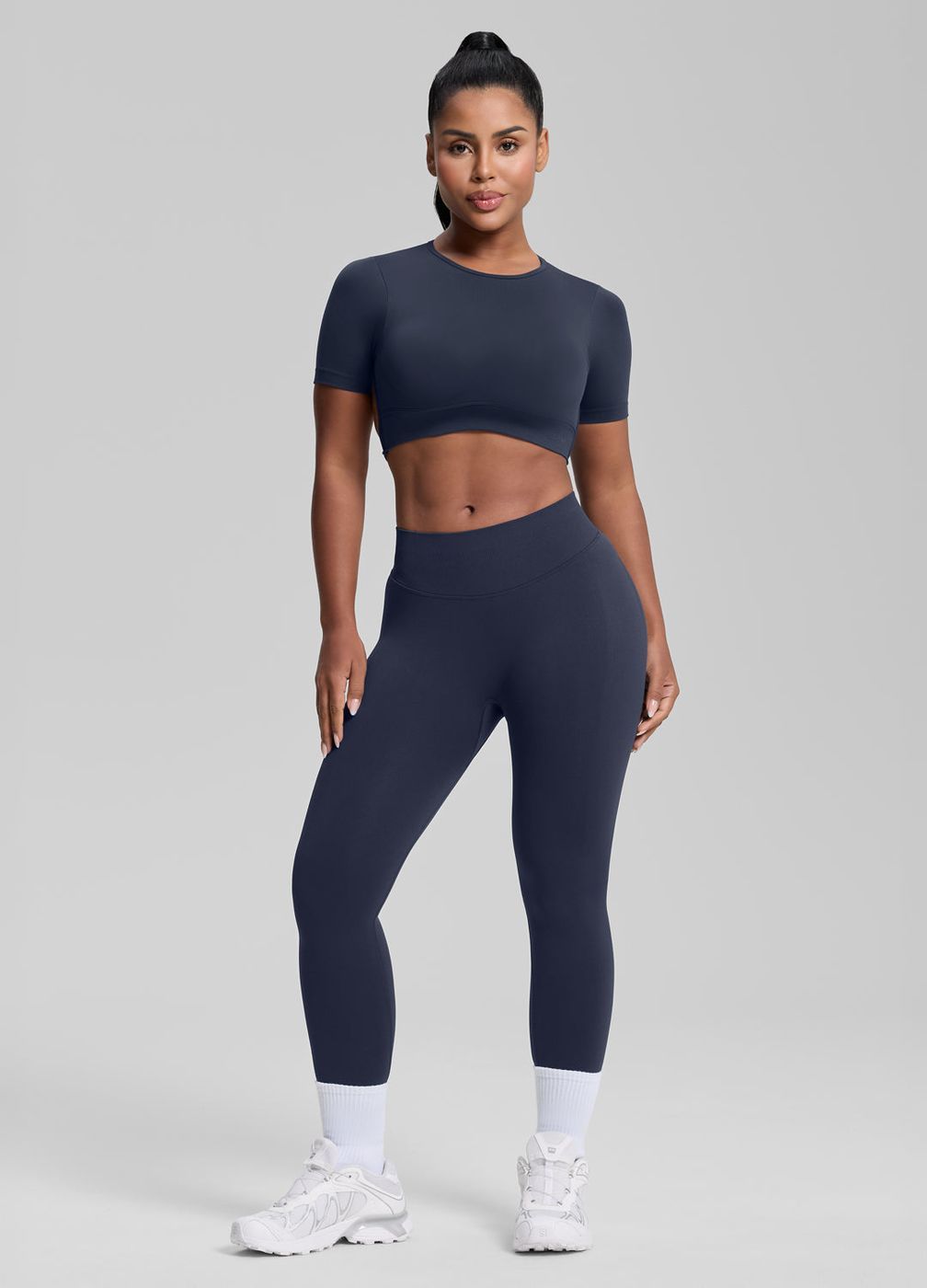 High Waisted Shaping Training Leggings in Midnight Navy, second view