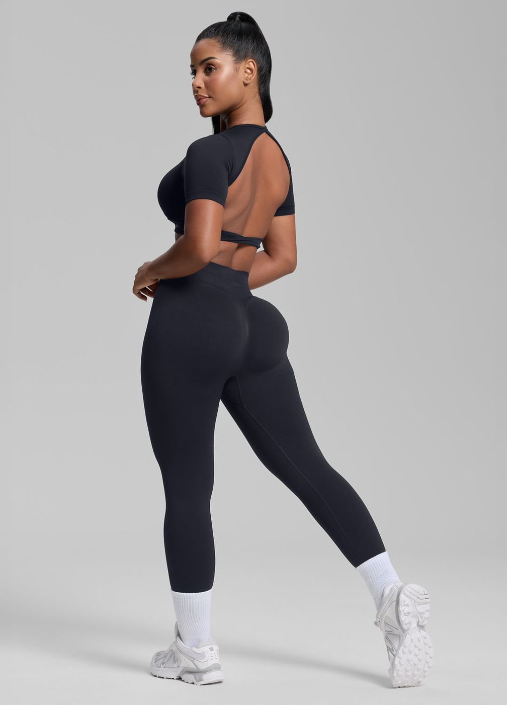 High Waisted Shaping Training Leggings in Black, second view