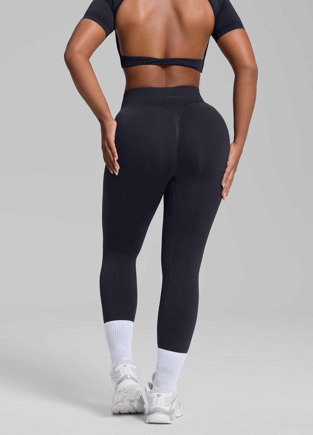 High Waisted Shaping Training Leggings in Black, detail