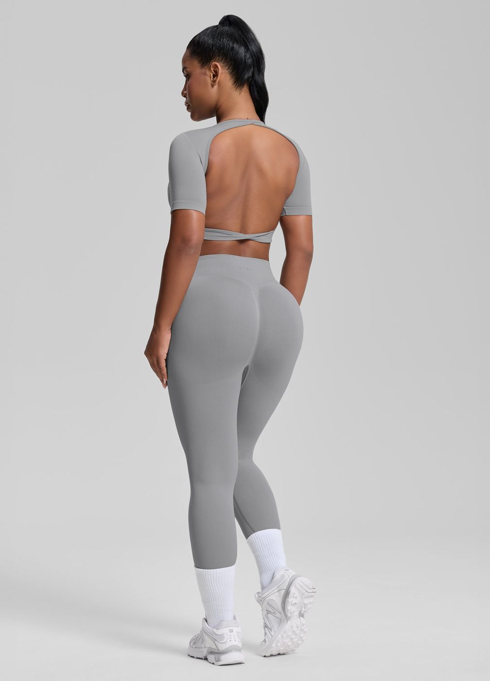 High Waisted Shaping Training Leggings in Ash Grey, second view