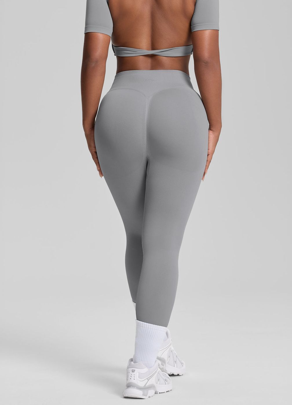 High Waisted Shaping Training Leggings in Ash Grey, detail