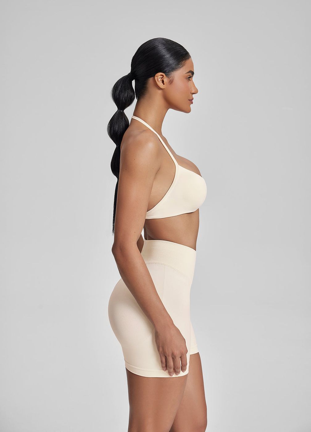 High Waisted Shaping Training Shorts 4.5 in Ivory, second view