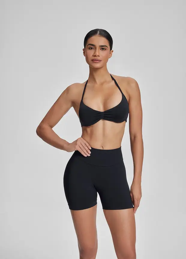 High Waisted Shaping Training Shorts 4.5 in Black, front view
