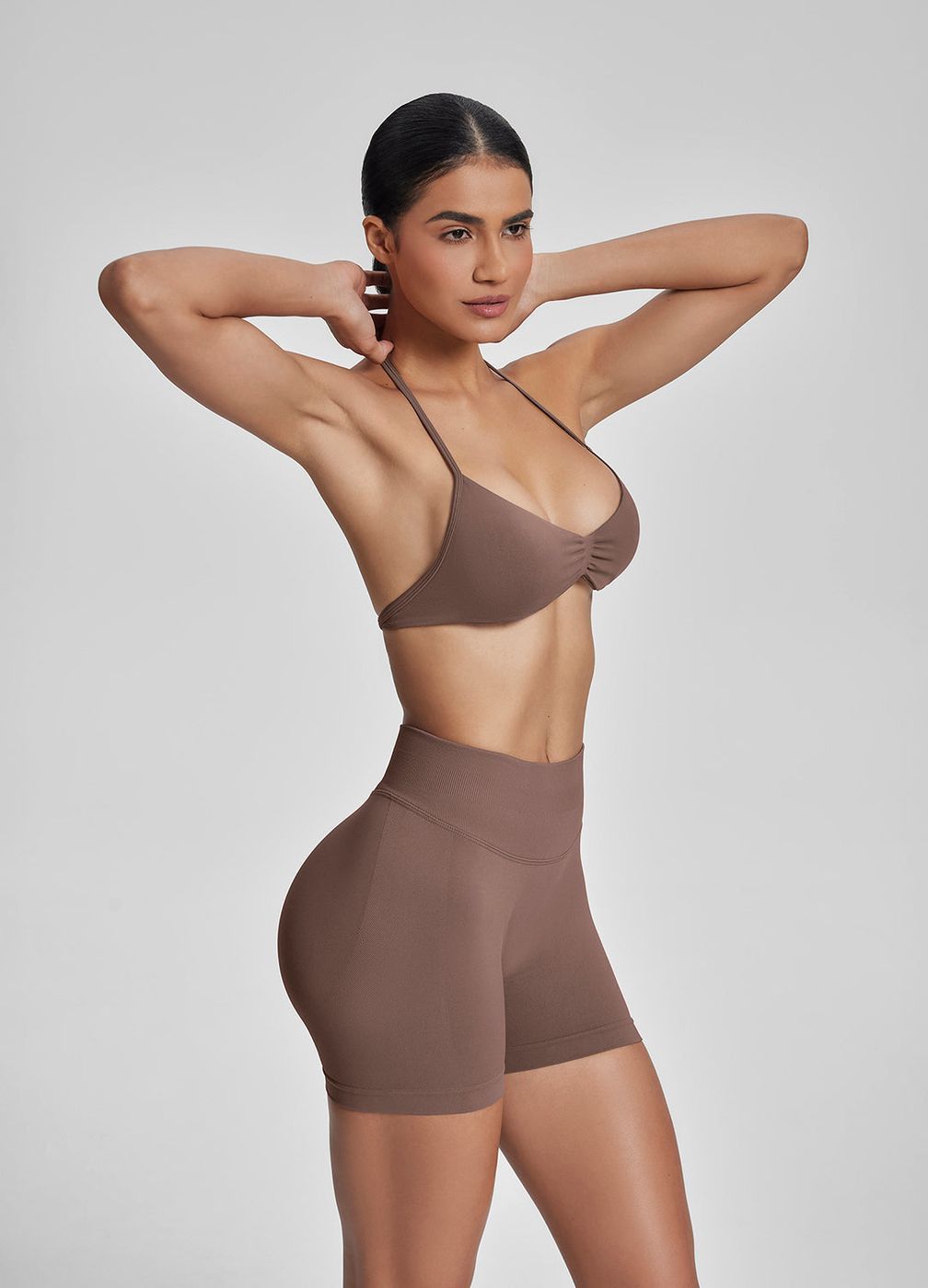 High Waisted Shaping Training Shorts 4.5 in Dusty Taupe, second view