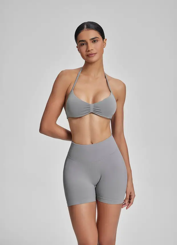 High Waisted Shaping Training Shorts 4.5 in Ash Grey, front view