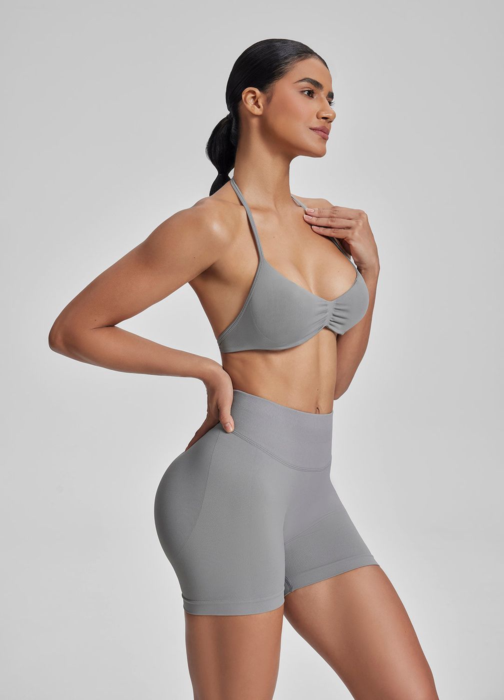 High Waisted Shaping Training Shorts 4.5 in Ash Grey, second view