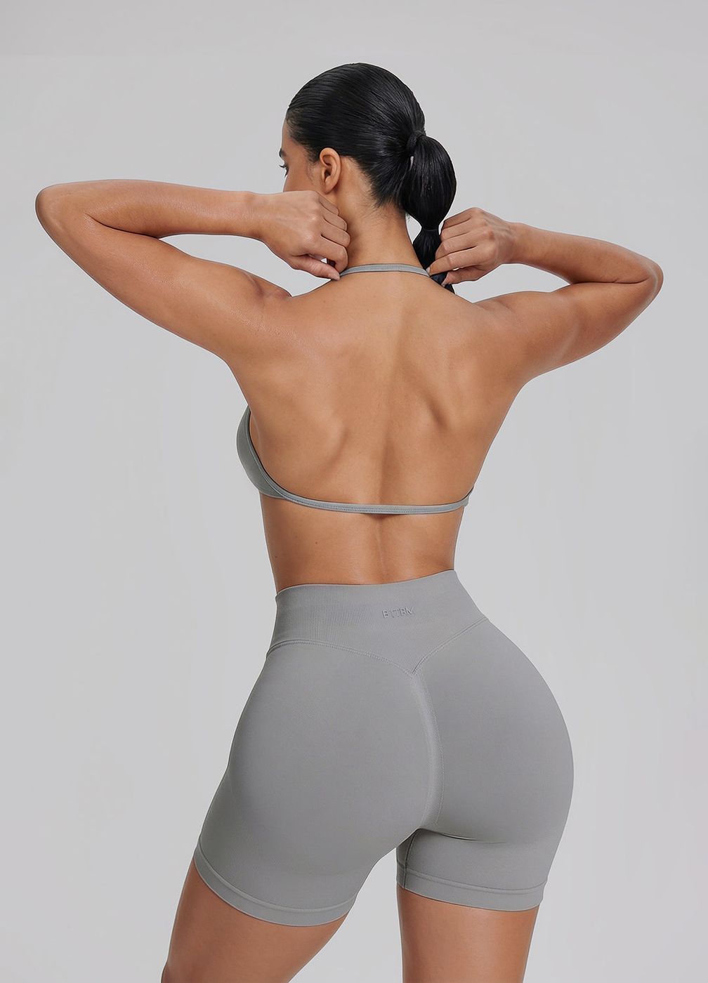 High Waisted Shaping Training Shorts 4.5 in Ash Grey, detail